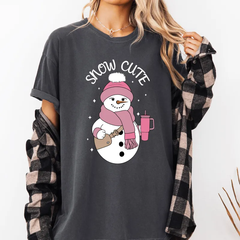 Snow Cute, Bougie, Snowman, Christmas, Winter, Xmas Tshirt Comfort Colors T-Shirt sold by Refinery Number One