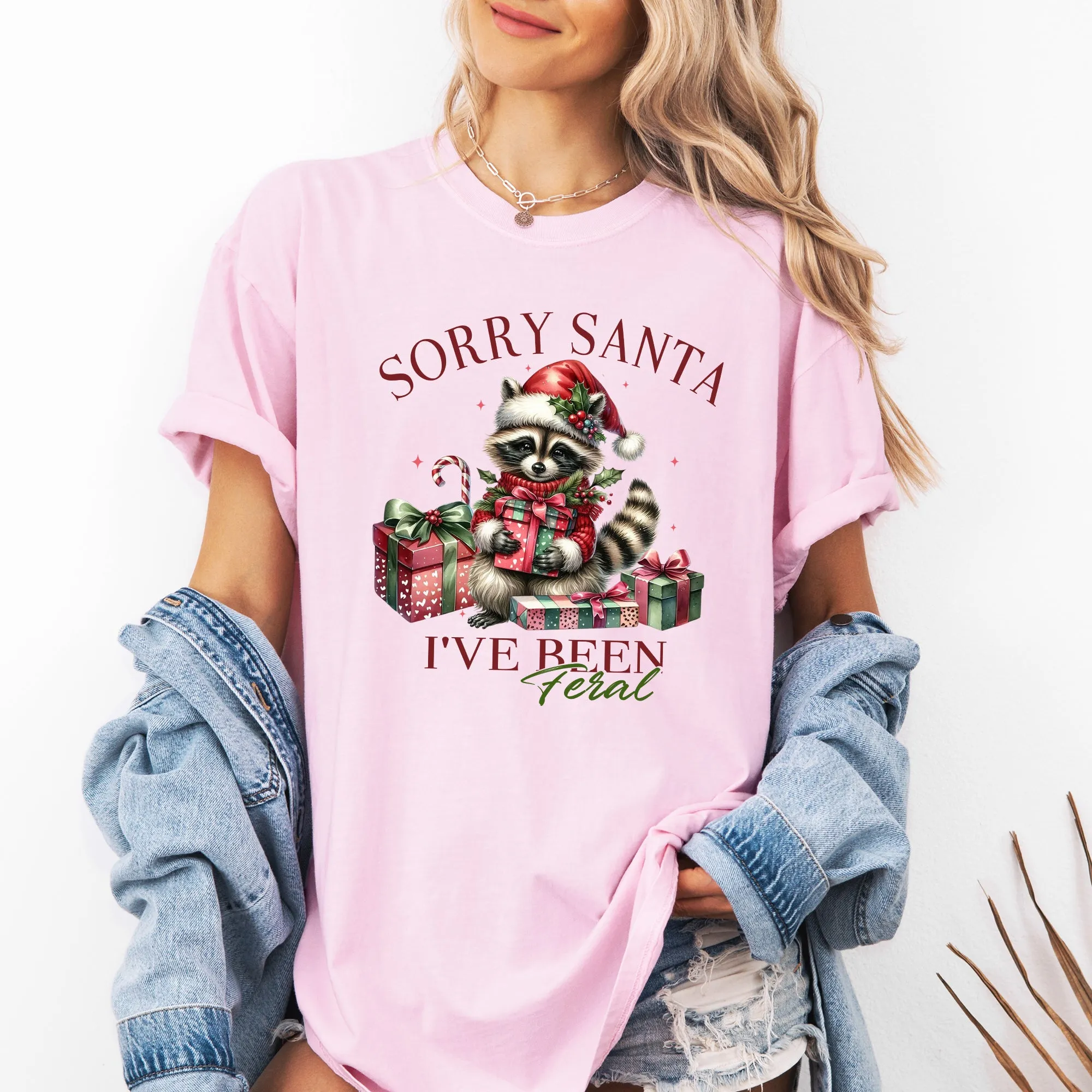 Sorry Santa, I've Been Feral, Raccoon, Presents, Christmas, Funny, Cute, Xmas Tshirt Comfort Colors T-Shirt sold by Refinery Number One product image thumbnail 3