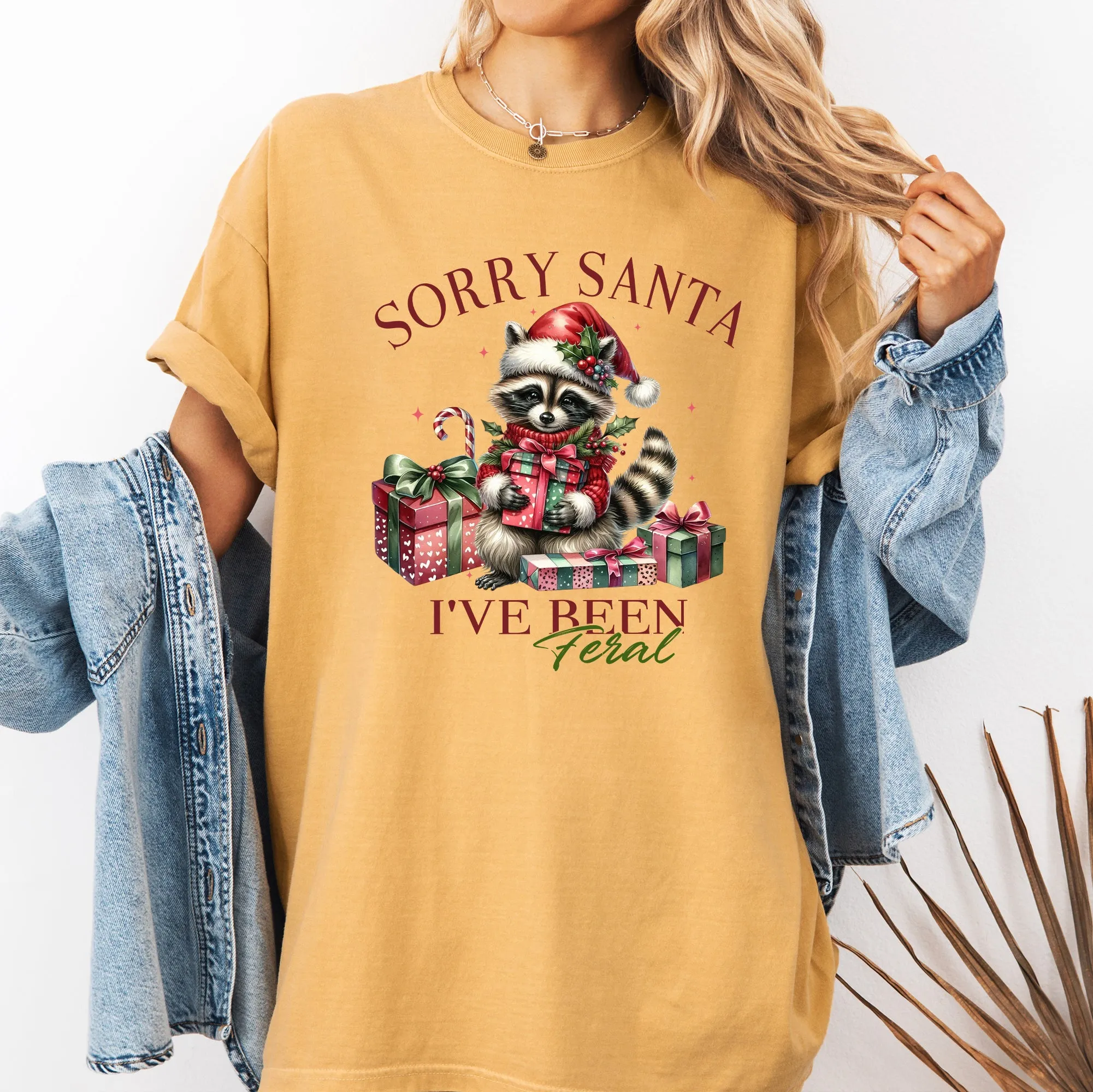 Sorry Santa, I've Been Feral, Raccoon, Presents, Christmas, Funny, Cute, Xmas Tshirt Comfort Colors T-Shirt sold by Refinery Number One product image thumbnail 4