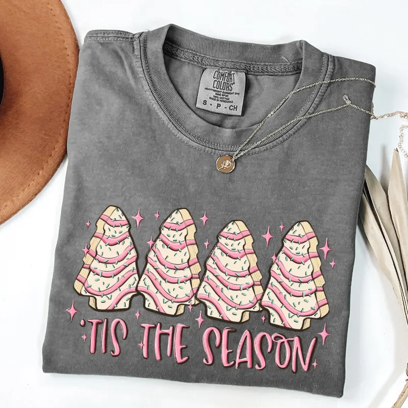 Tis The Season, Pink Christmas Cakes, Cute, Treat, Winter, Santa, Xmas Tshirt Comfort Colors T-Shirt sold by Refinery Number One