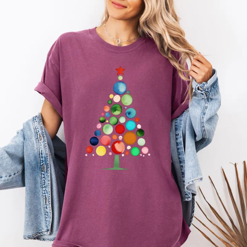 Watercolor Decorations Christmas Tree, Retro, Vintage, Winter, Snow, Xmas Tshirt Comfort Colors T-Shirt sold by Refinery Number One