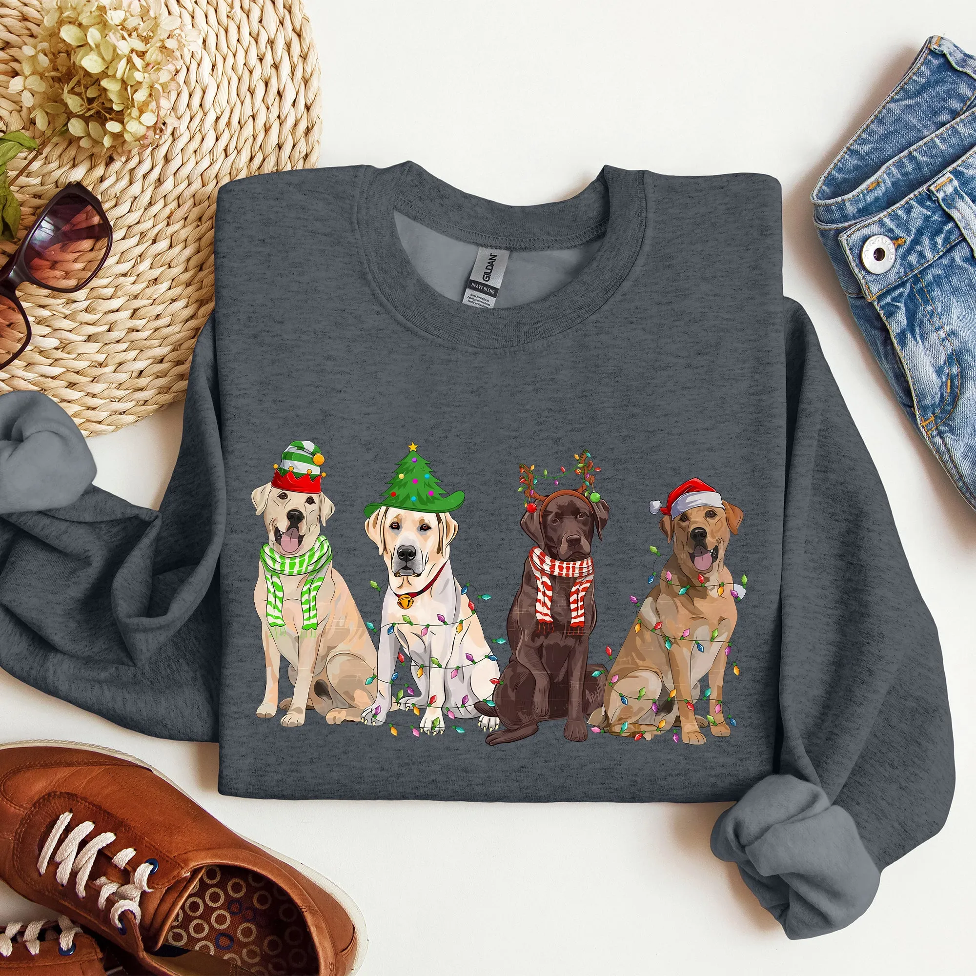 Christmas Dogs, Retriever, Labrador, Santa, Cute Sweatshirt sold by Refinery Number One product image thumbnail 5