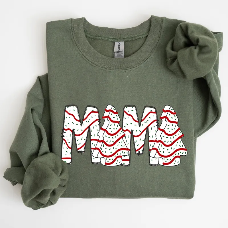 Mama, Christmas Cake, Santa, Winter, Snow, Varsity, Retro, Vintage Sweatshirt sold by Refinery Number One