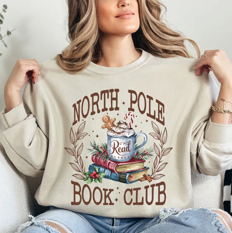 North Pole Book Club, Reading, Teacher, Cozy, Christmas, Santa, Library Sweatshirt sold by Refinery Number One