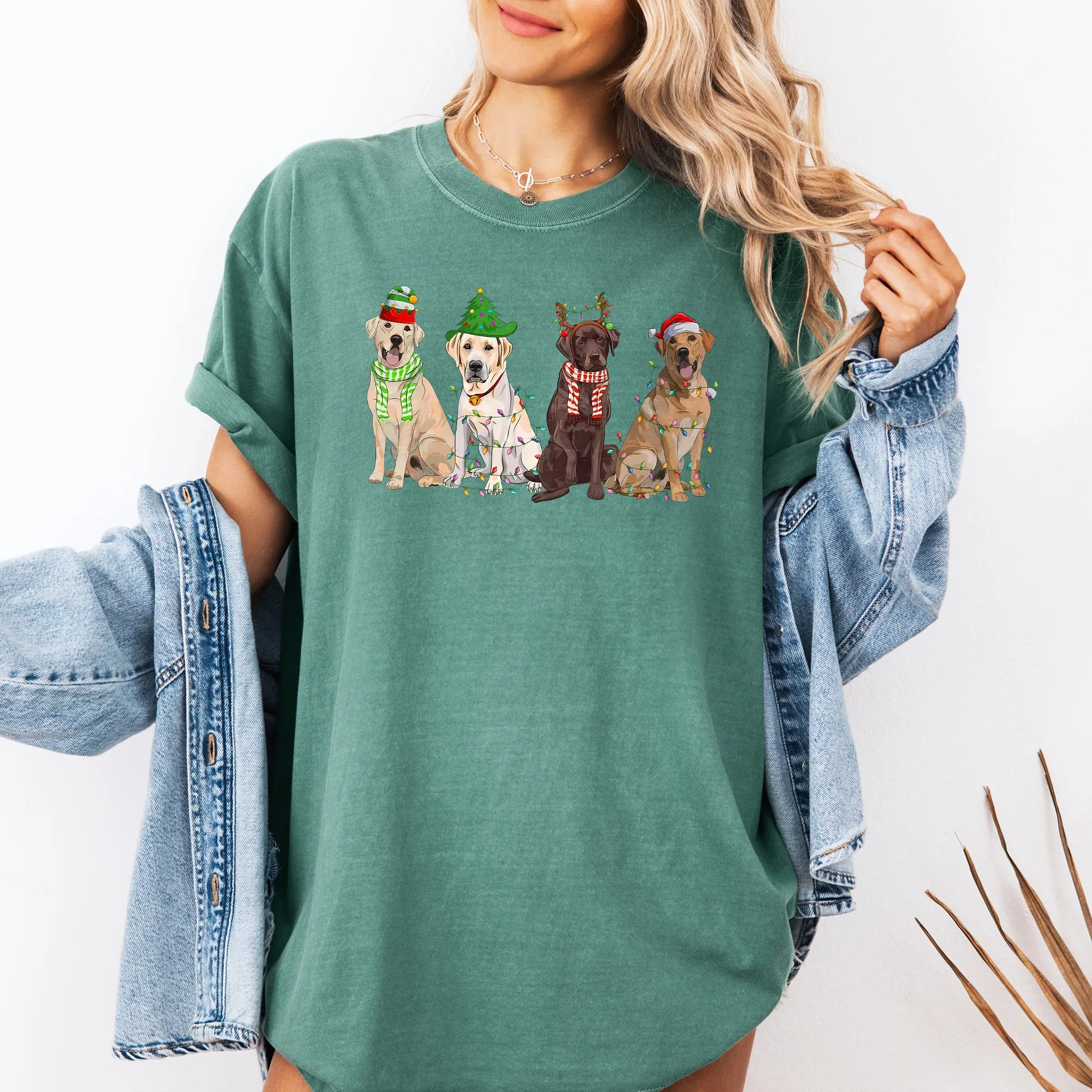 Christmas Dogs, Retriever, Labrador, Santa, Cute Tshirt Comfort Colors T-Shirt sold by Refinery Number One product image thumbnail 5