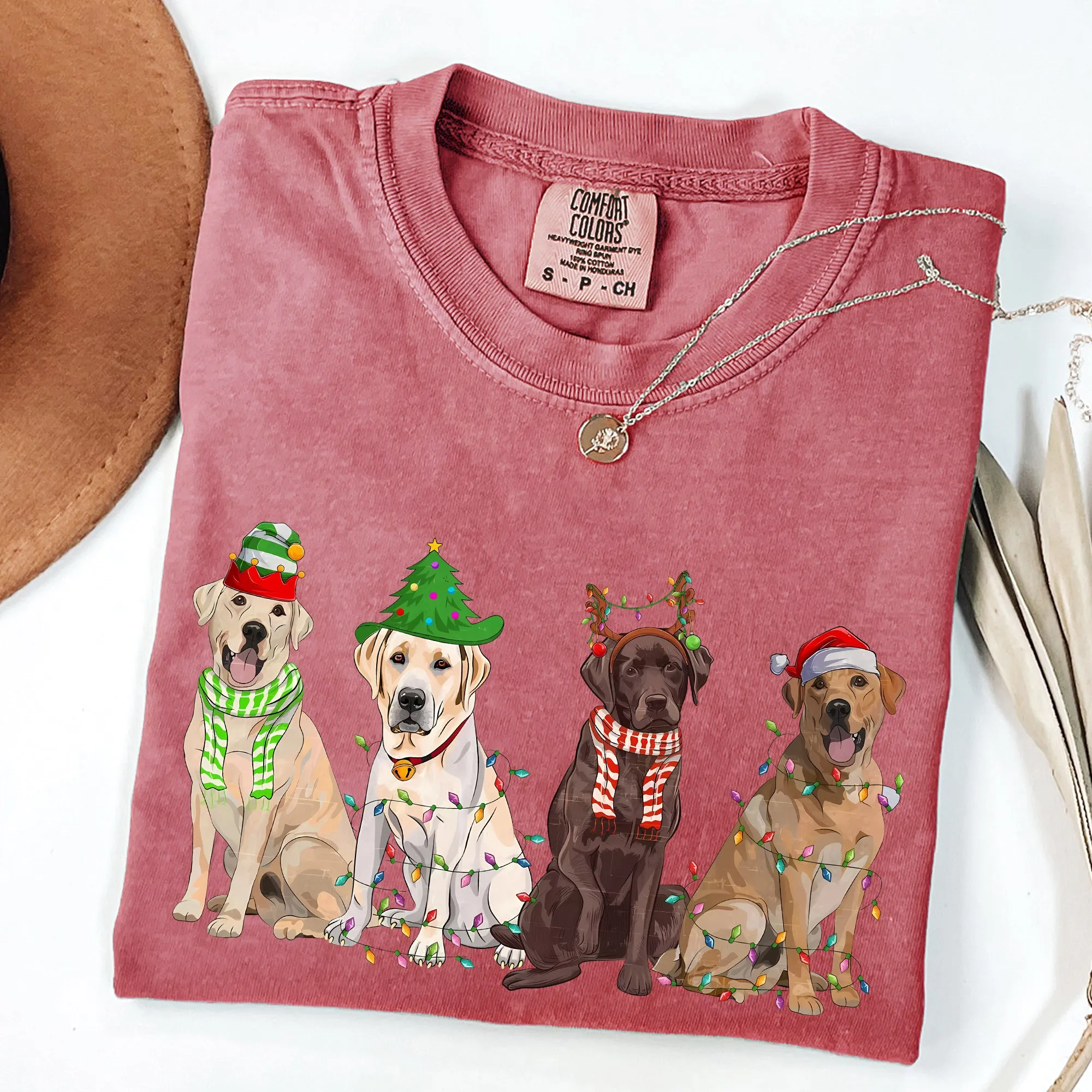 Christmas Dogs, Retriever, Labrador, Santa, Cute Tshirt Comfort Colors T-Shirt sold by Refinery Number One product image thumbnail 2