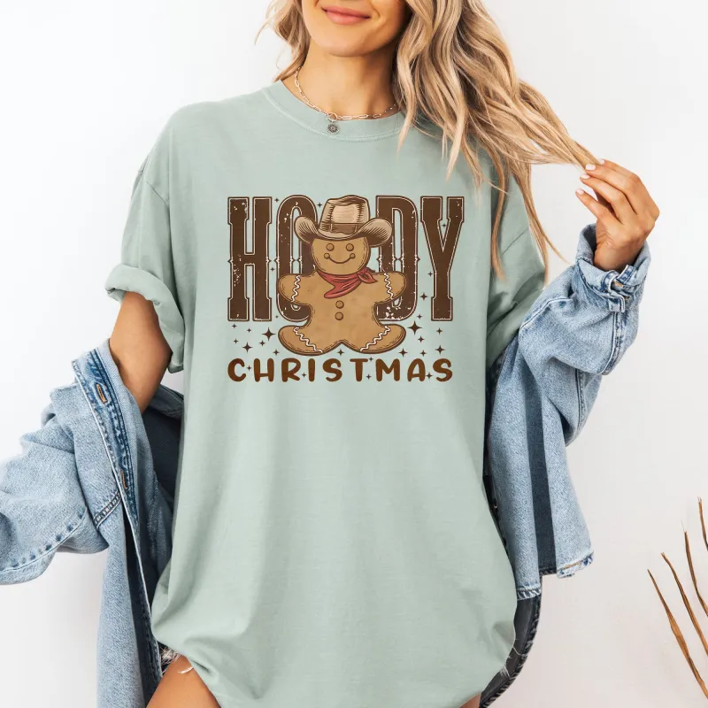 Howdy Christmas, Gingerbread Man, Cowboy Tshirt Comfort Colors T-Shirt sold by Refinery Number One