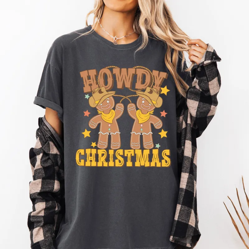 Howdy Christmas, Gingerbread Men, Western, Cowboy Tshirt Comfort Colors T-Shirt sold by Refinery Number One