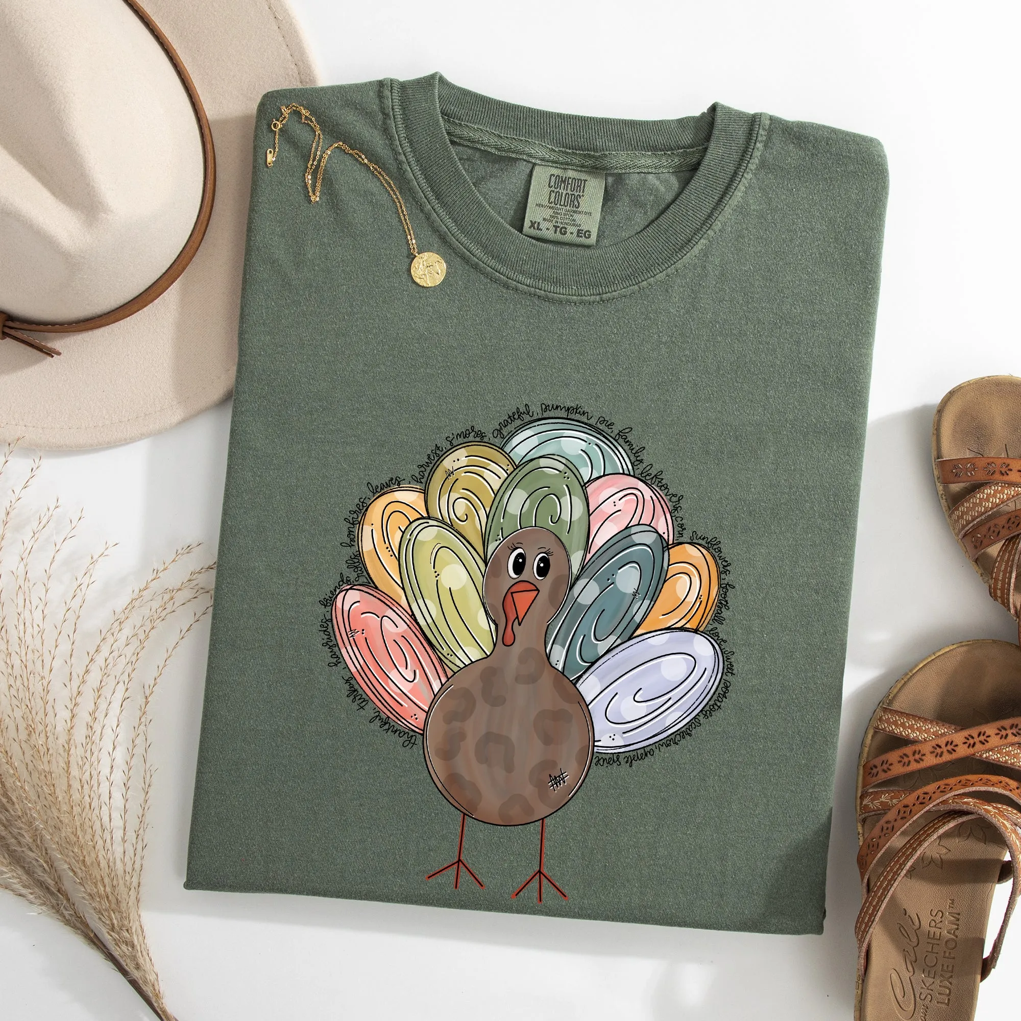 Thanksgiving Turkey, Cute, Autumn, Words Tshirt Comfort Colors T-Shirt sold by Refinery Number One