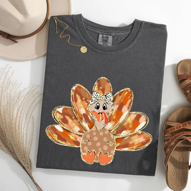 Thanksgiving Turkey, Orange, Cute, Painted, Autumn, Fall Tshirt Comfort Colors T-Shirt sold by Refinery Number One