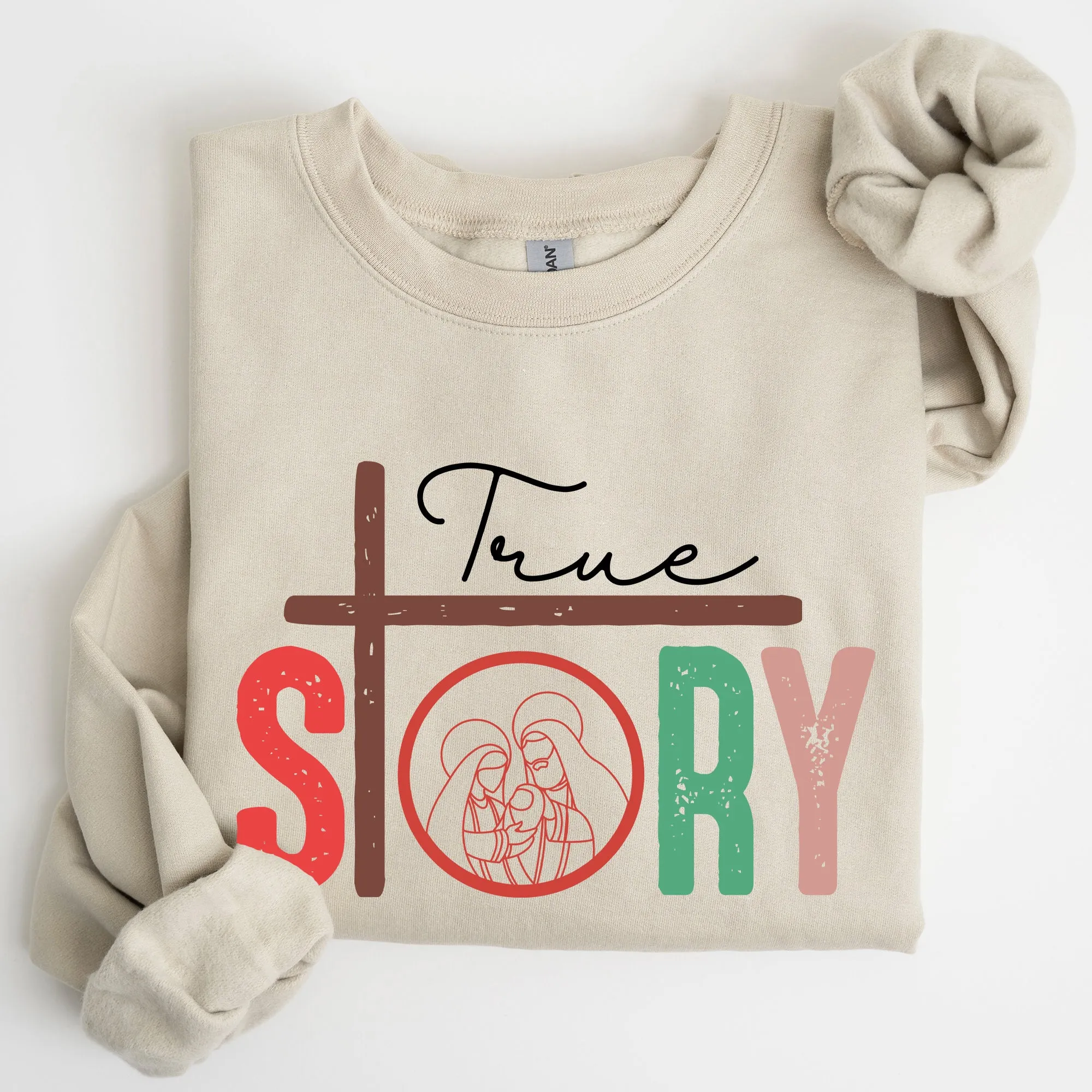 True Story, Cross, Nativity, Christmas, Christian, Religious, Gospel, Faith Sweatshirt sold by Refinery Number One