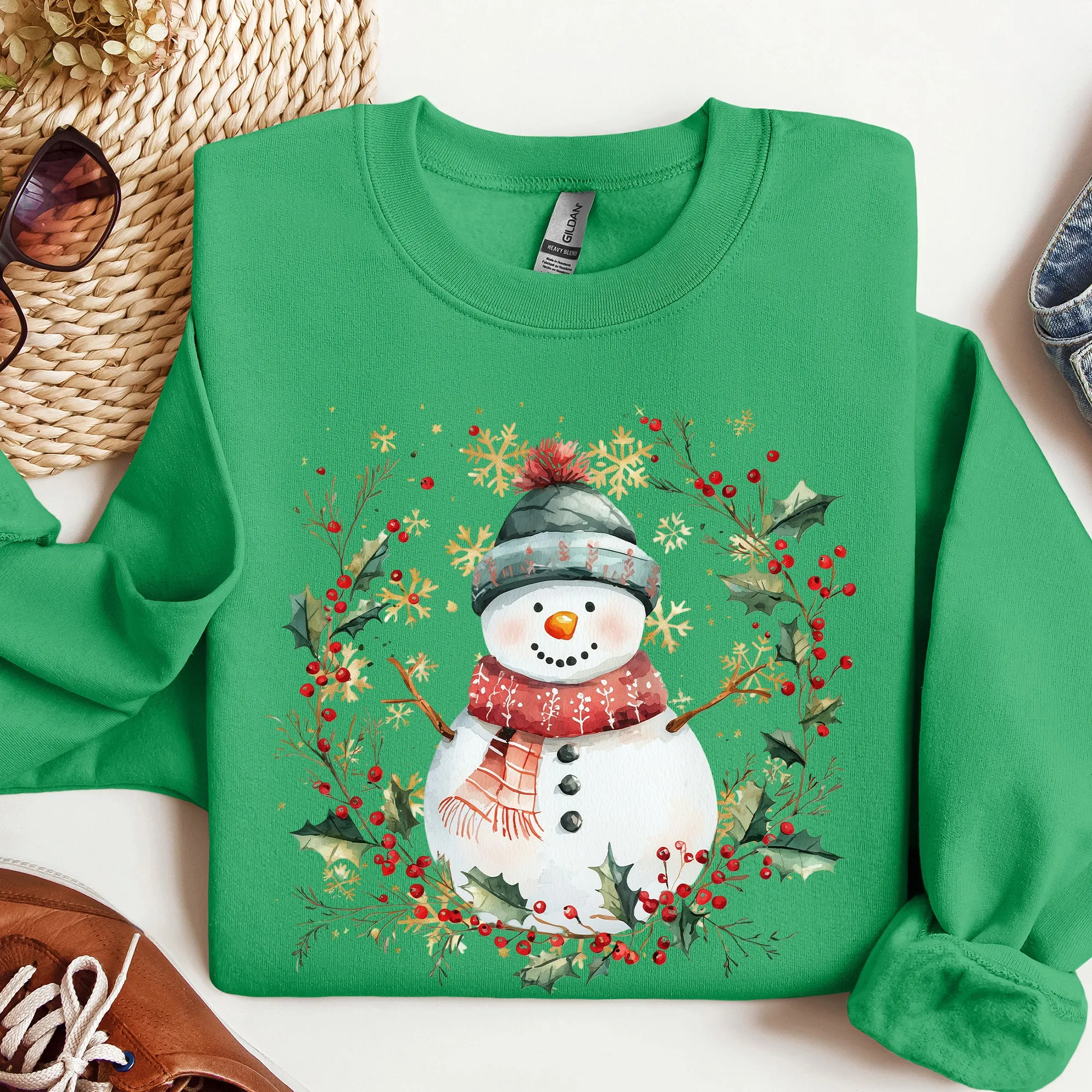 Snowman, Wreath, Christmas Botanical, Holly, Santa, Cute Sweatshirt sold by Refinery Number One product image thumbnail 5
