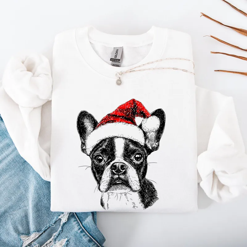 Boston Terrier, Santa, Dog, Christmas, Dog Lover, Pet Sweatshirt sold by Refinery Number One