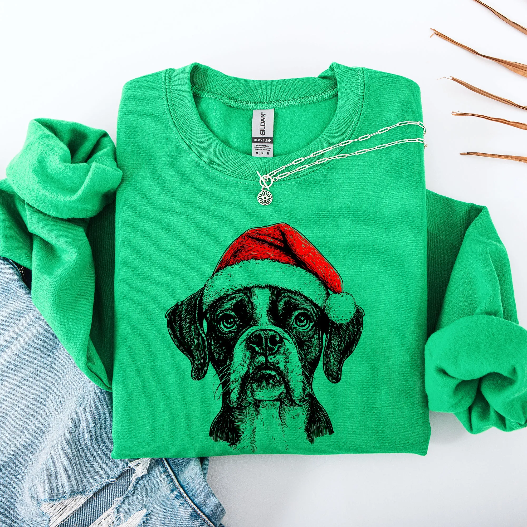 Boxer, Santa, Dog, Christmas, Dog Lover, Pet Sweatshirt sold by Refinery Number One product image thumbnail 3