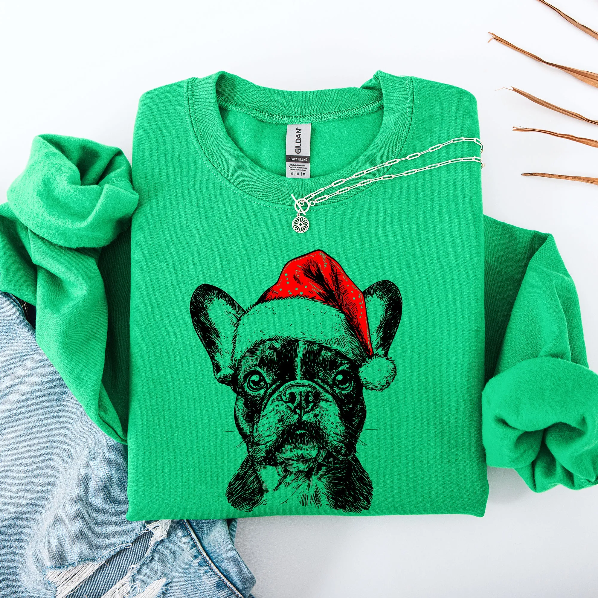 Frenchie, Santa, French Bulldog, Christmas, Dog Lover, Pet Sweatshirt sold by Refinery Number One product image thumbnail 2