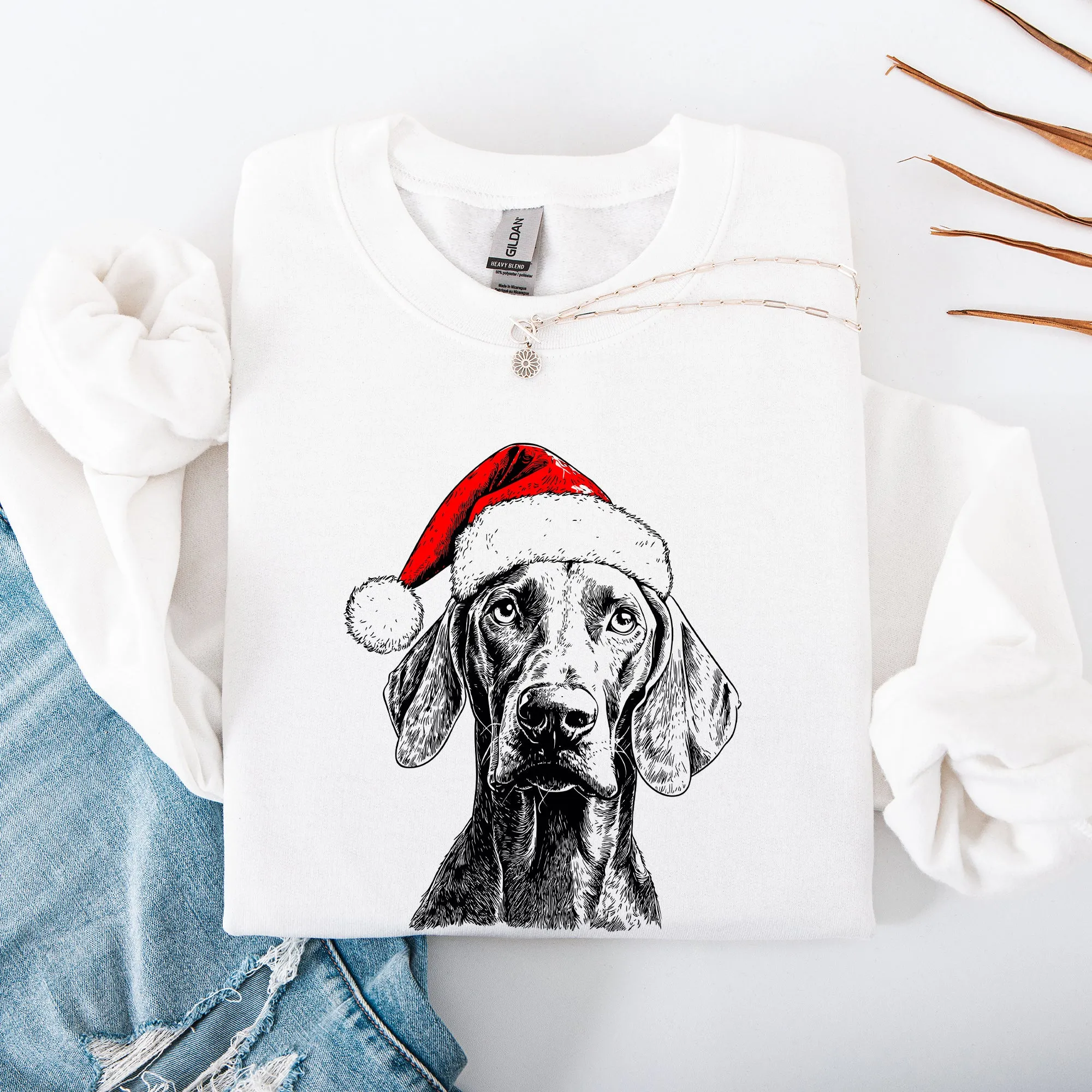Weimaraner, Santa, Dog, Christmas, Dog Lover, Pet Sweatshirt sold by Refinery Number One