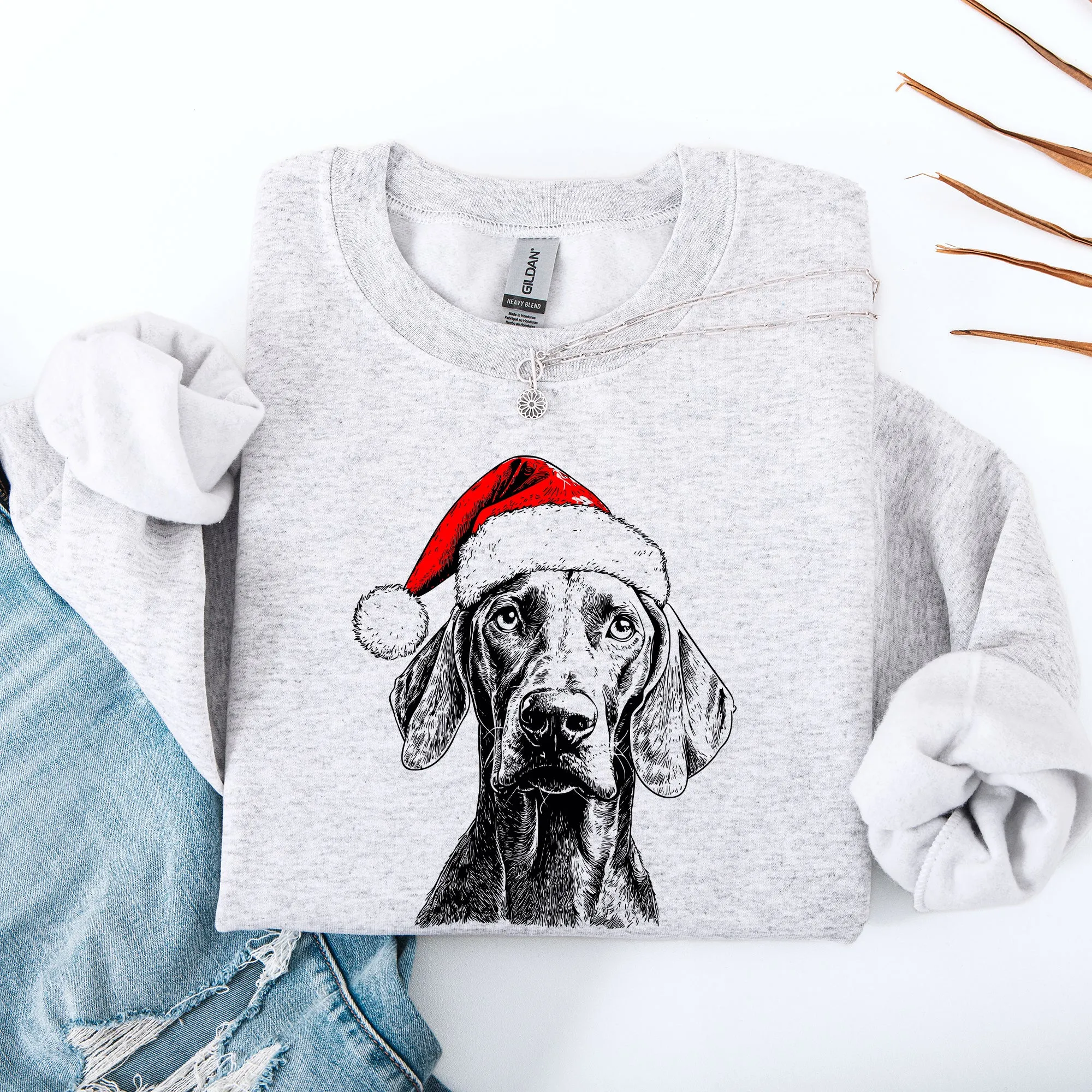 Weimaraner, Santa, Dog, Christmas, Dog Lover, Pet Sweatshirt sold by Refinery Number One product image thumbnail 2