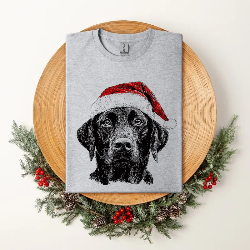 Black Lab, Santa, Labrador Dog, Christmas, Dog Lover, Pet T-Shirt Comfort Colors T-Shirt sold by Refinery Number One