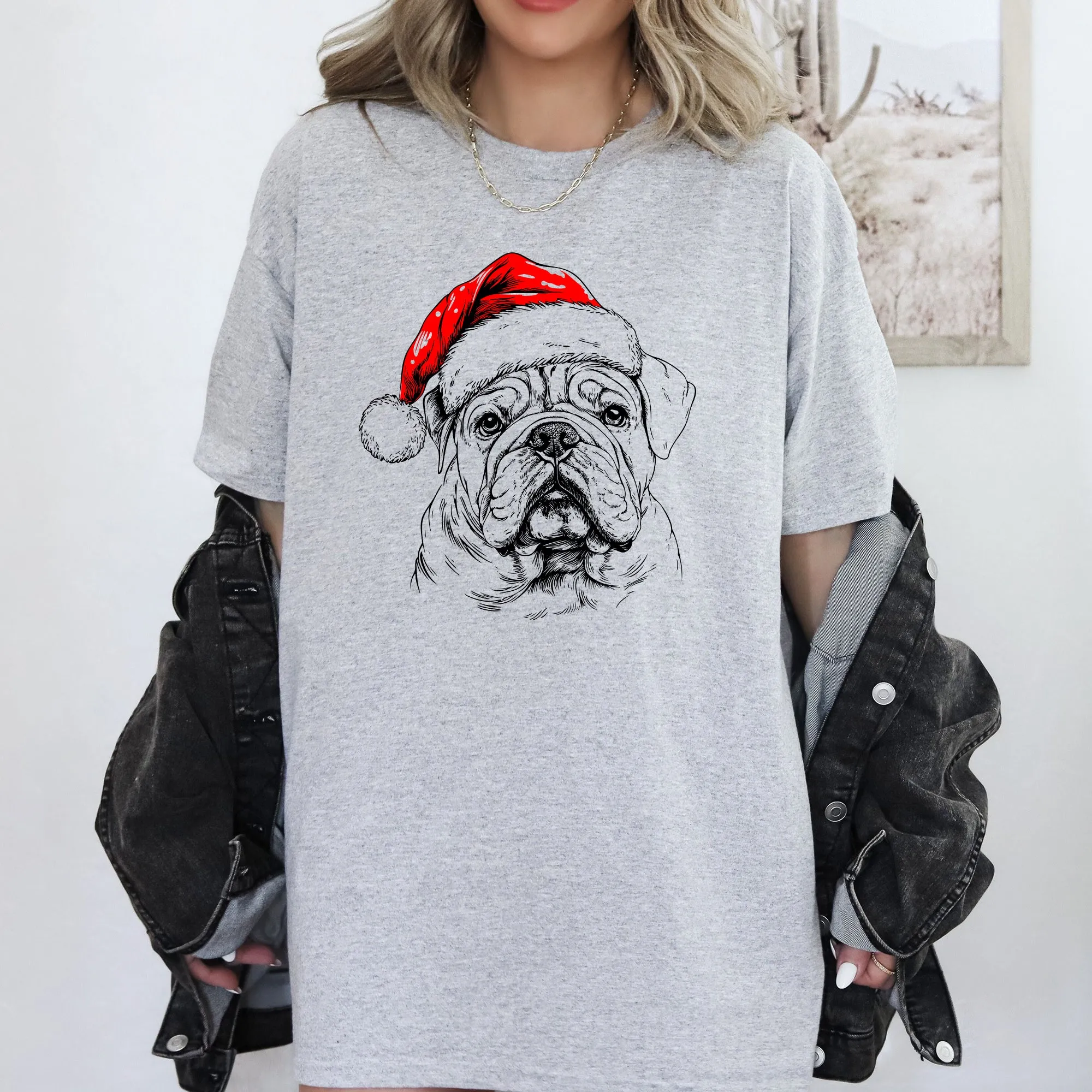 English Bulldog, Santa, Dog, Christmas, Dog Lover, Pet T-Shirt Comfort Colors T-Shirt sold by Refinery Number One product image thumbnail 4
