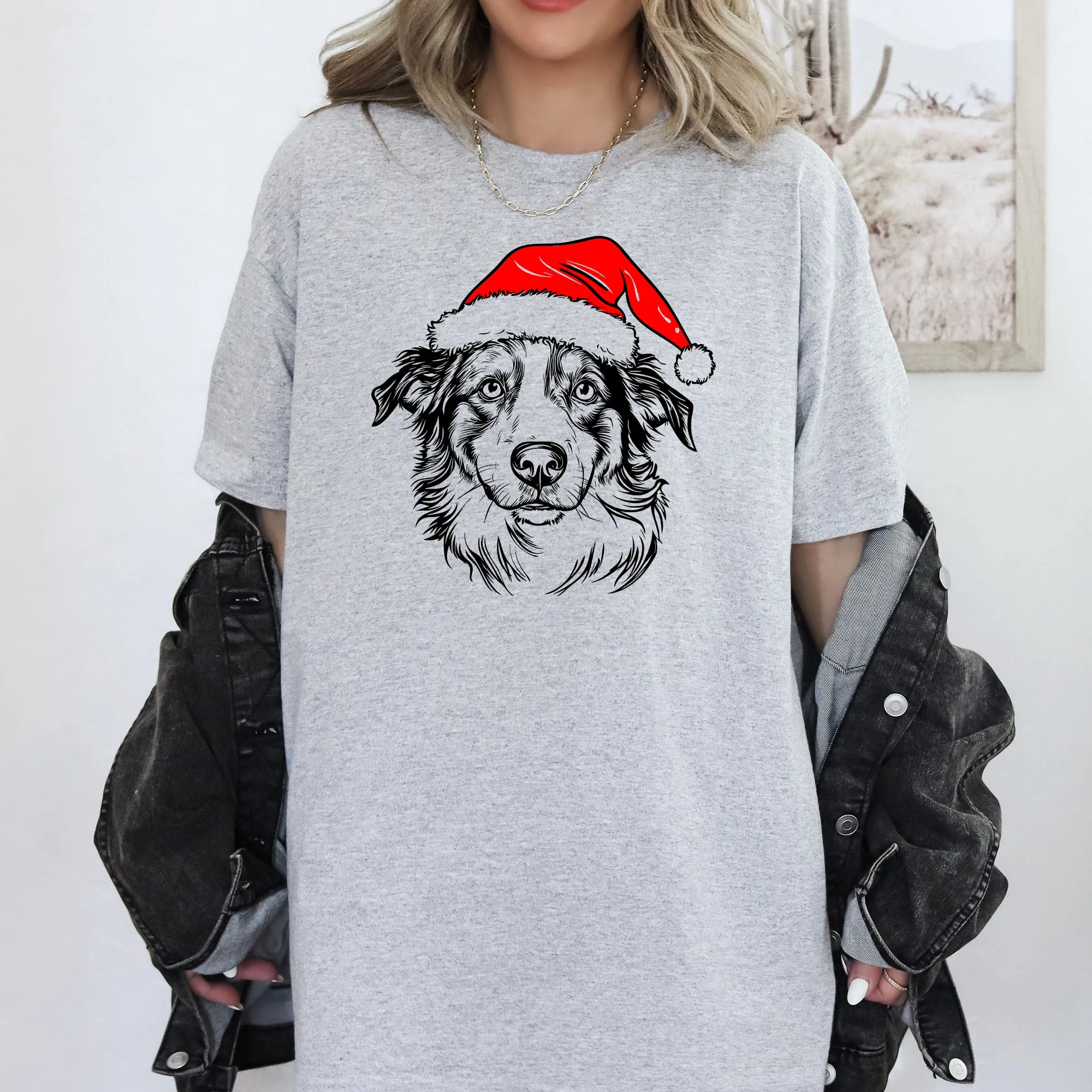 Australian Shepherd, Santa, Dog, Christmas, Dog Lover, Pet T-Shirt Comfort Colors T-Shirt sold by Refinery Number One product image thumbnail 4