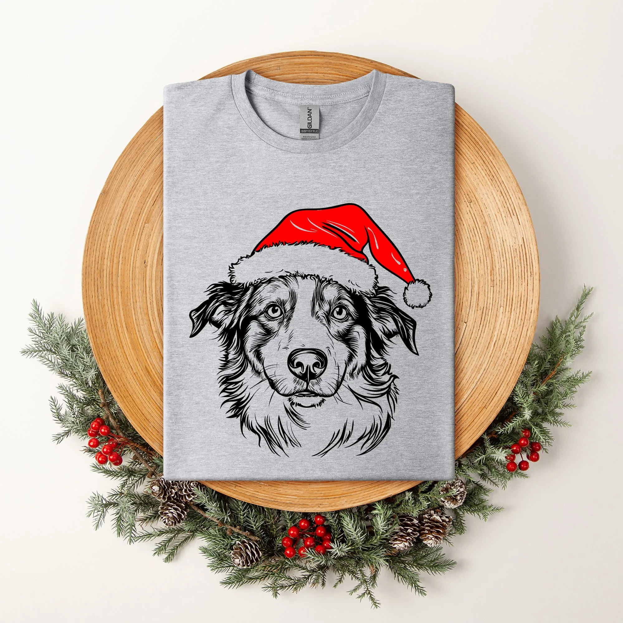 Australian Shepherd, Santa, Dog, Christmas, Dog Lover, Pet T-Shirt Comfort Colors T-Shirt sold by Refinery Number One
