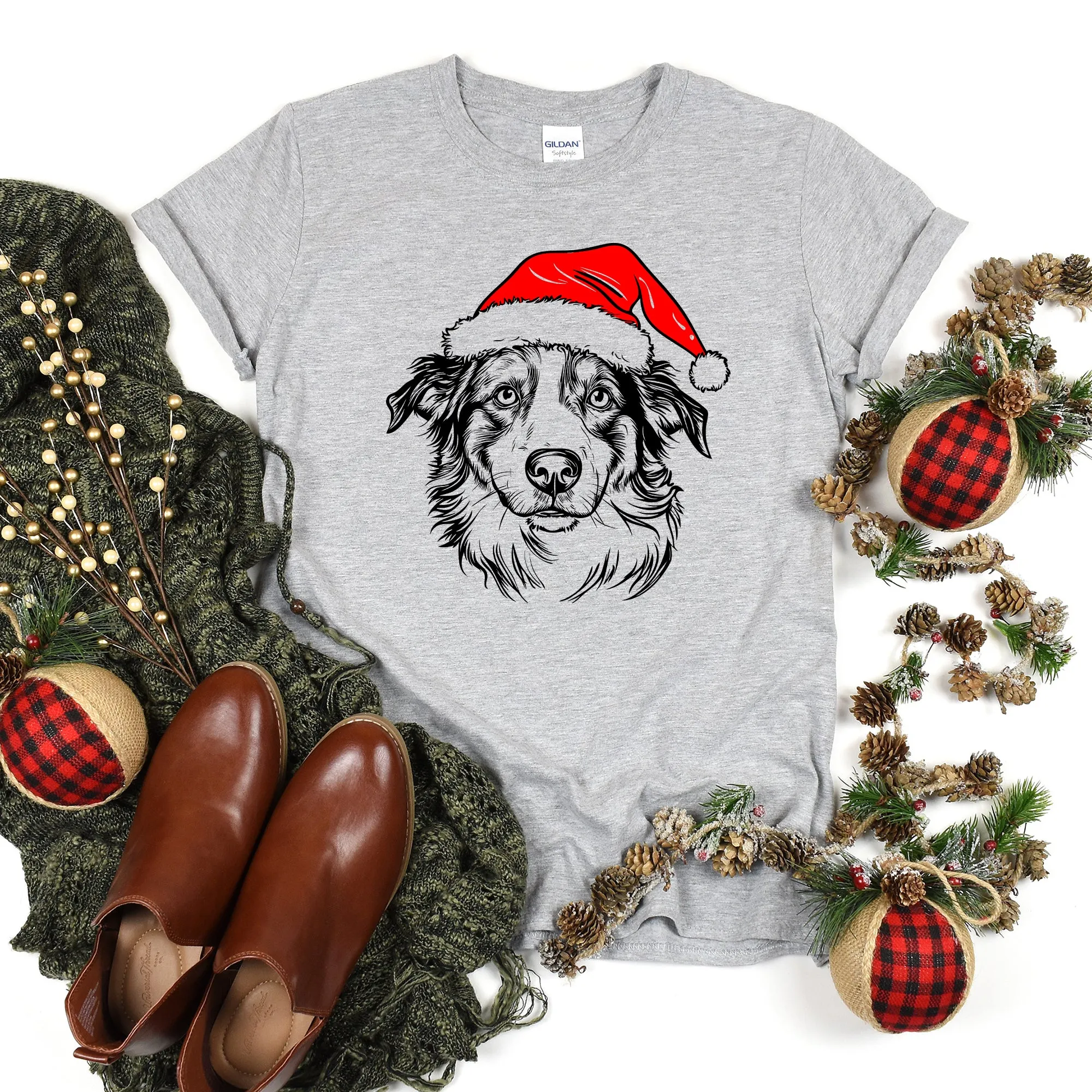 Australian Shepherd, Santa, Dog, Christmas, Dog Lover, Pet T-Shirt Comfort Colors T-Shirt sold by Refinery Number One product image thumbnail 3