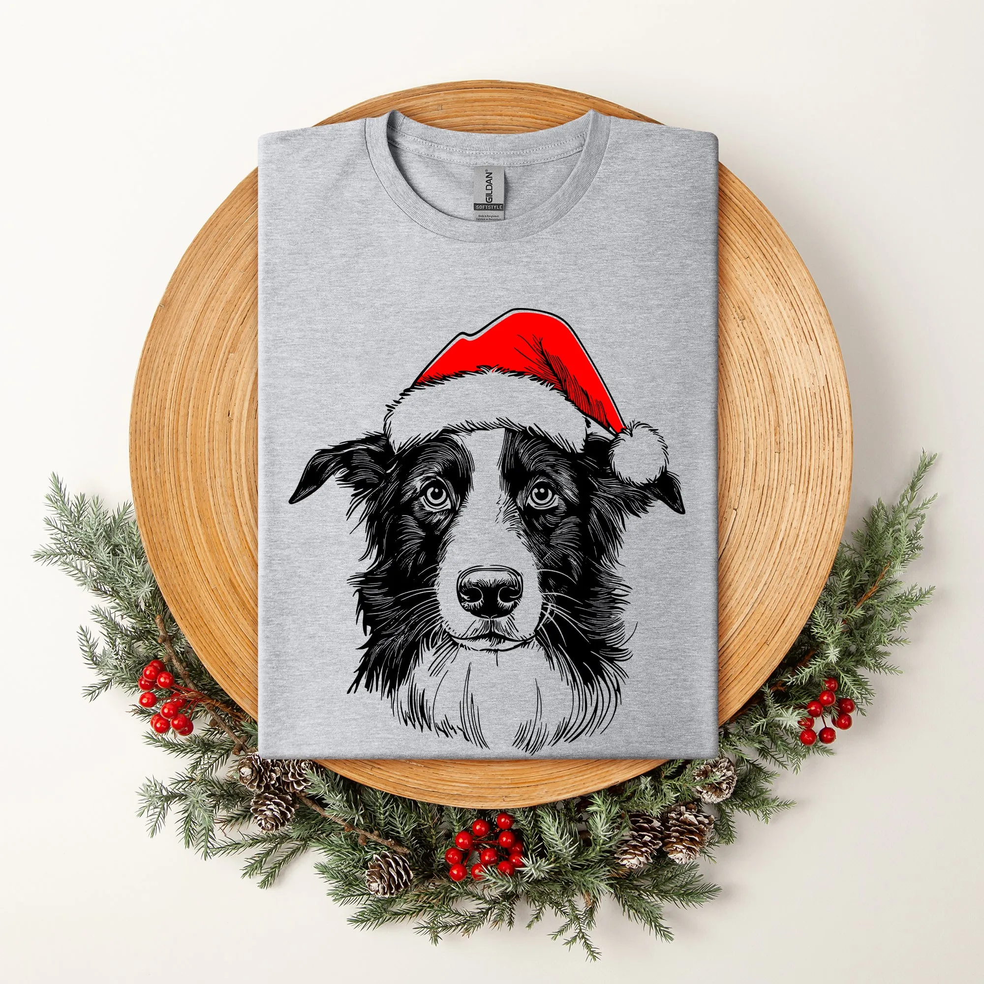 Border Collie, Santa, Dog, Christmas, Dog Lover, Pet T-Shirt Comfort Colors T-Shirt sold by Refinery Number One