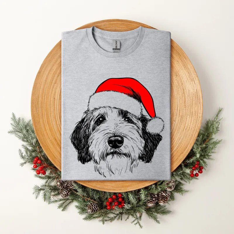 English Sheepdog, Santa, Dog, Christmas, Dog Lover, Pet T-Shirt Comfort Colors T-Shirt sold by Refinery Number One