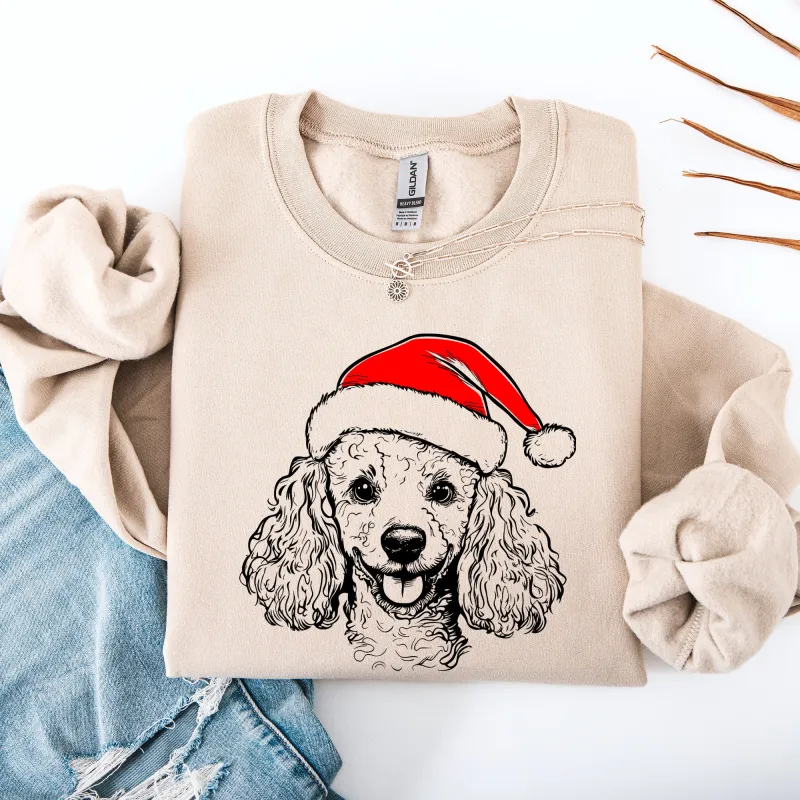 Poodle, Santa, Dog, Christmas, Dog Lover, Pet Sweatshirt sold by Refinery Number One