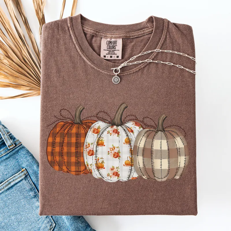 Cute Patterned Pumpkins, Halloween, Autumn, Fall, Plaid, Comfort Colors T-Shirt sold by Refinery Number One