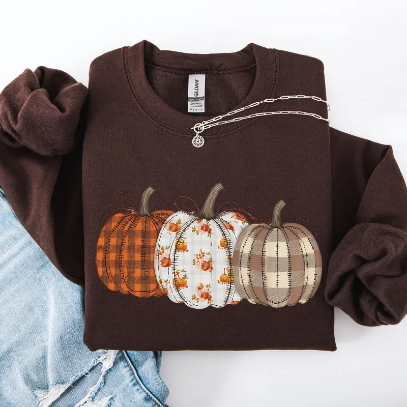 Cute Patterned Pumpkins, Halloween, Autumn, Fall, Plaid, Halloween Sweatshirt sold by Refinery Number One