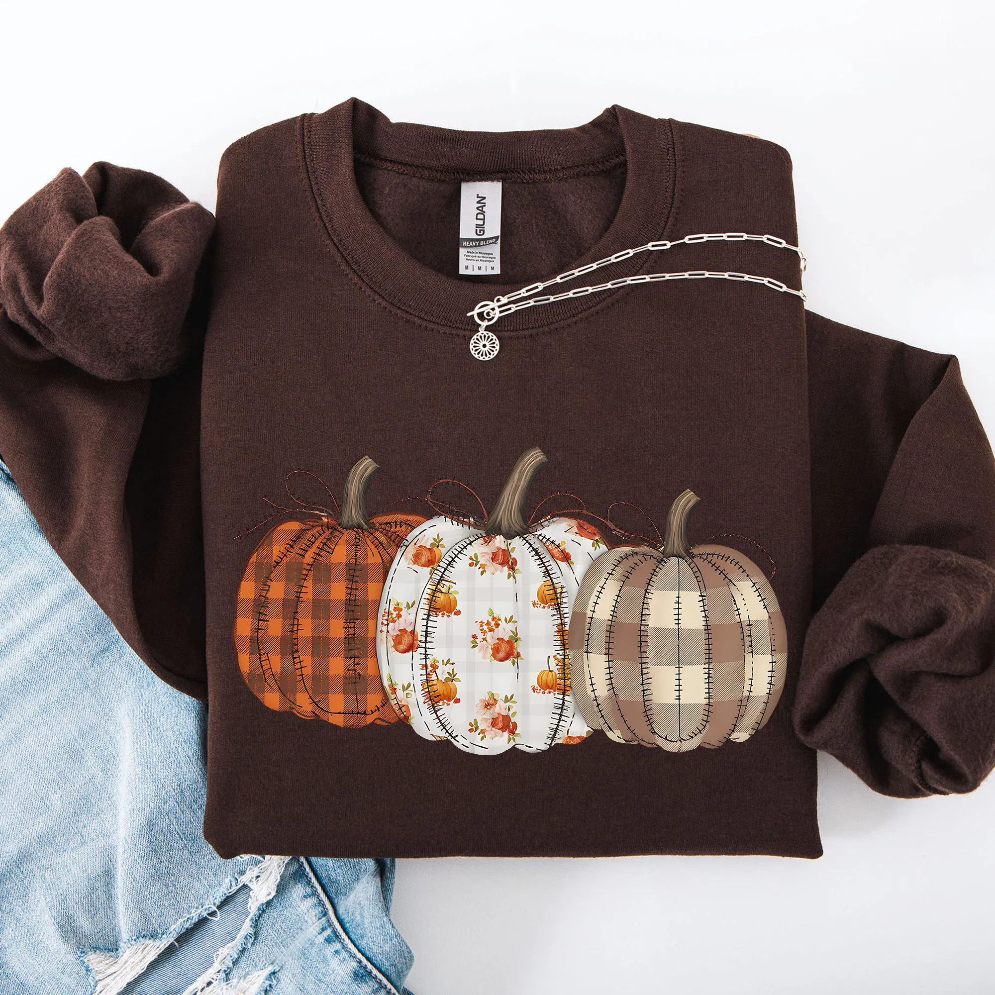 Cute Patterned Pumpkins, Halloween, Autumn, Fall, Plaid, Halloween Sweatshirt sold by Refinery Number One