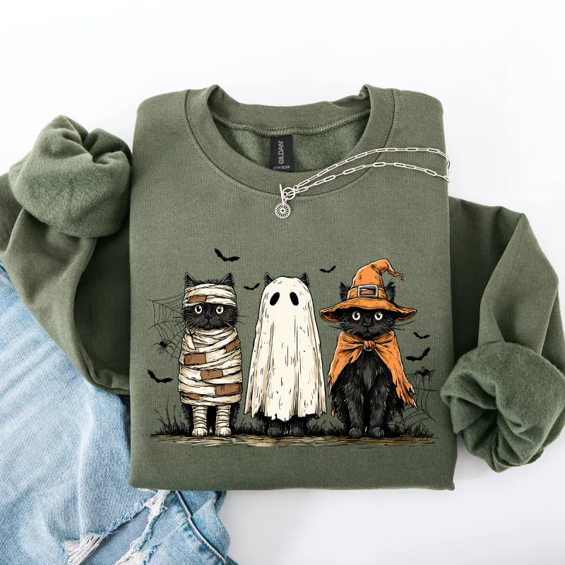 Black Cats, Boo, Ghost Cats, Retro Halloween, Gothic, Halloween Cat Mama Shirt, Autumn, Black Cat, Halloween Sweatshirt made by Refinery Number One