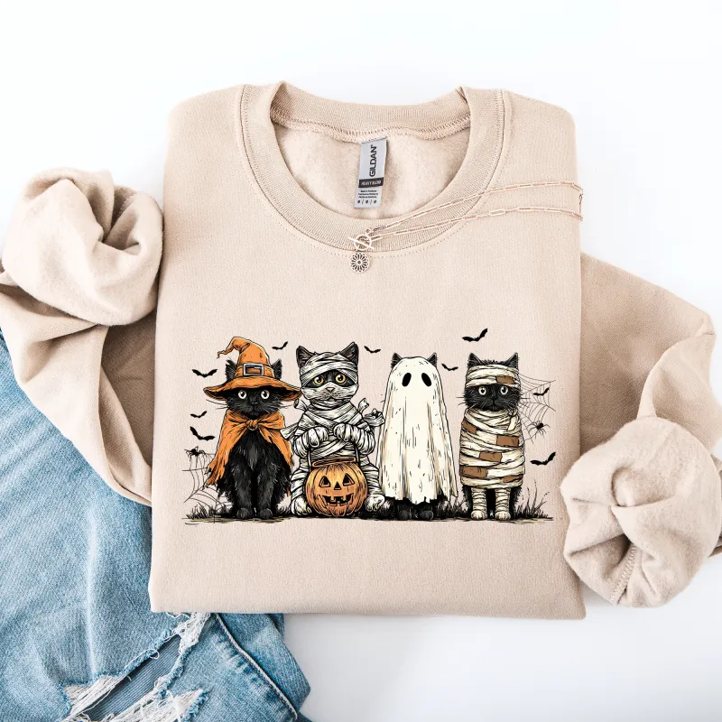 Black Cats Pumpkin, Ghost Cats, Retro Halloween, Gothic, Halloween Cat Mama Shirt, Autumn, Black Cat, Halloween Sweatshirt made by Refinery Number One