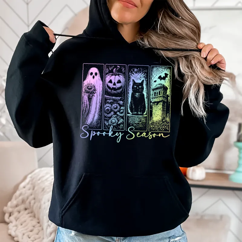 Spooky Season Pastel Shirt, Spooky Season, Vintage Halloween Horror Night, Retro Halloween, Spooky Season, Graphic Hoodie, Hooded Sweatshirt sold by Refinery Number One