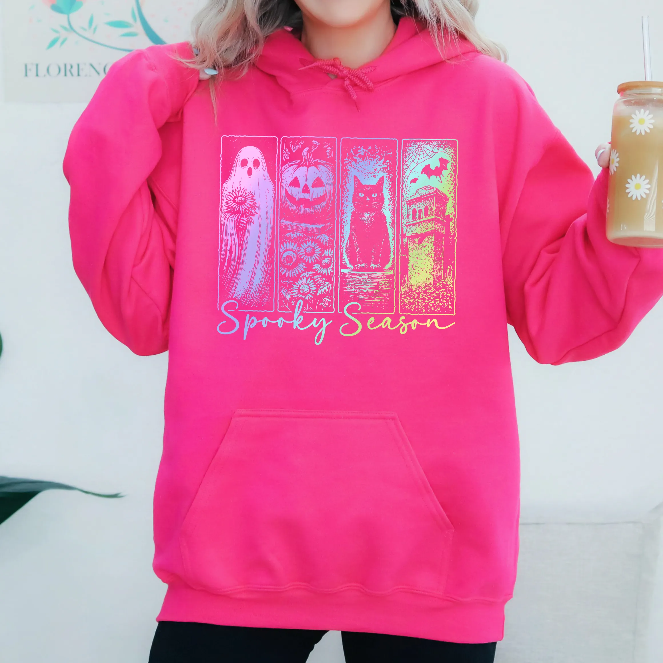 Spooky Season Pastel Shirt, Spooky Season, Vintage Halloween Horror Night, Retro Halloween, Spooky Season, Graphic Hoodie, Hooded Sweatshirt sold by Refinery Number One product image thumbnail 2