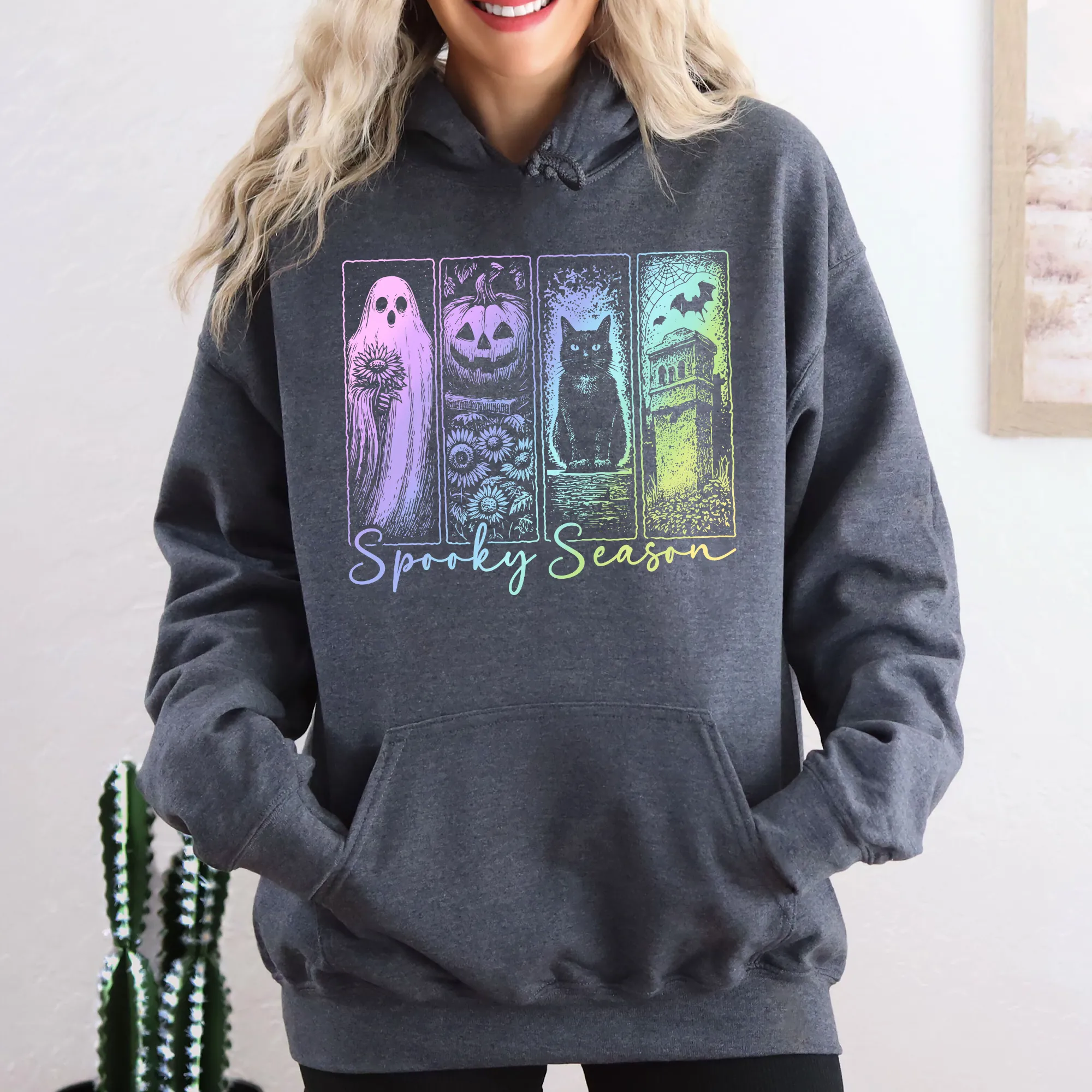 Spooky Season Pastel Shirt, Spooky Season, Vintage Halloween Horror Night, Retro Halloween, Spooky Season, Graphic Hoodie, Hooded Sweatshirt sold by Refinery Number One product image thumbnail 3