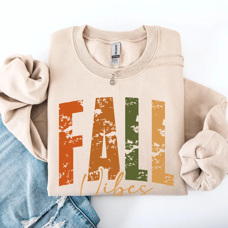 Fall Vibes, Retro Varsity, Autumn, Pumpkin Sweatshirt sold by Refinery Number One
