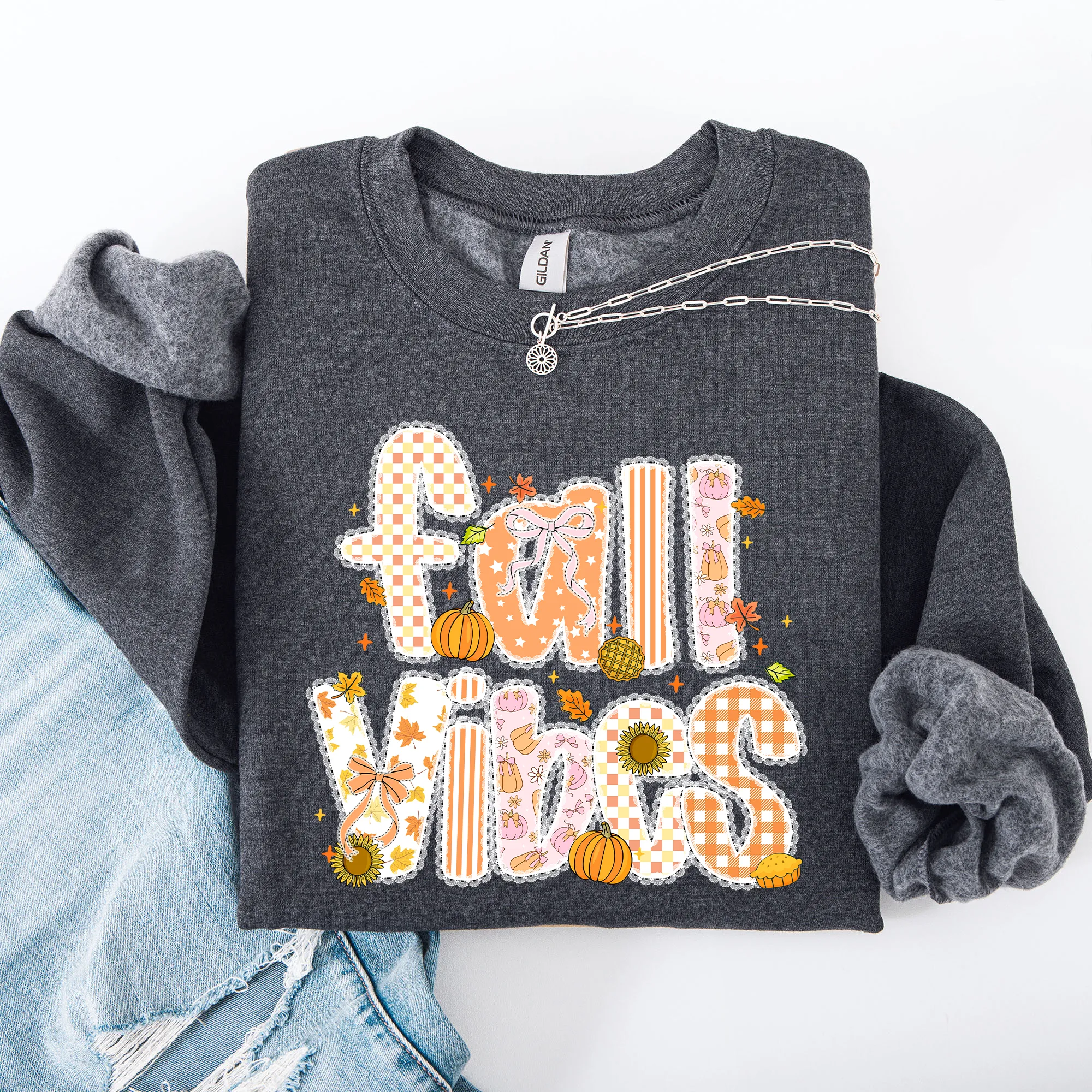 Fall Vibes Halloween Pumpkin Autumn Floral Pattern Sunflower Motifs Cozy Seasonal Collection Sweatshirt sold by Refinery Number One product image thumbnail 2
