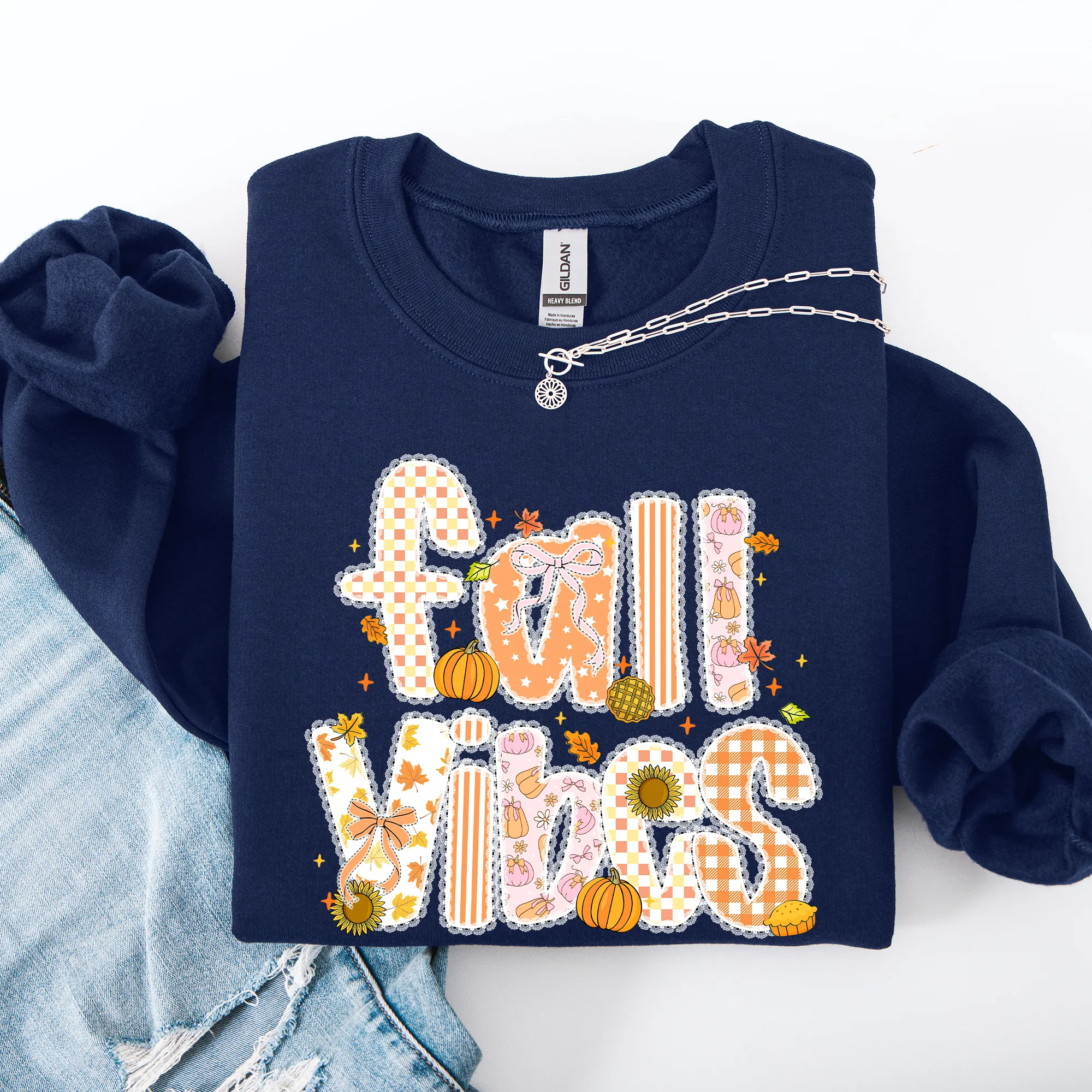 Fall Vibes Halloween Pumpkin Autumn Floral Pattern Sunflower Motifs Cozy Seasonal Collection Sweatshirt sold by Refinery Number One product image thumbnail 5