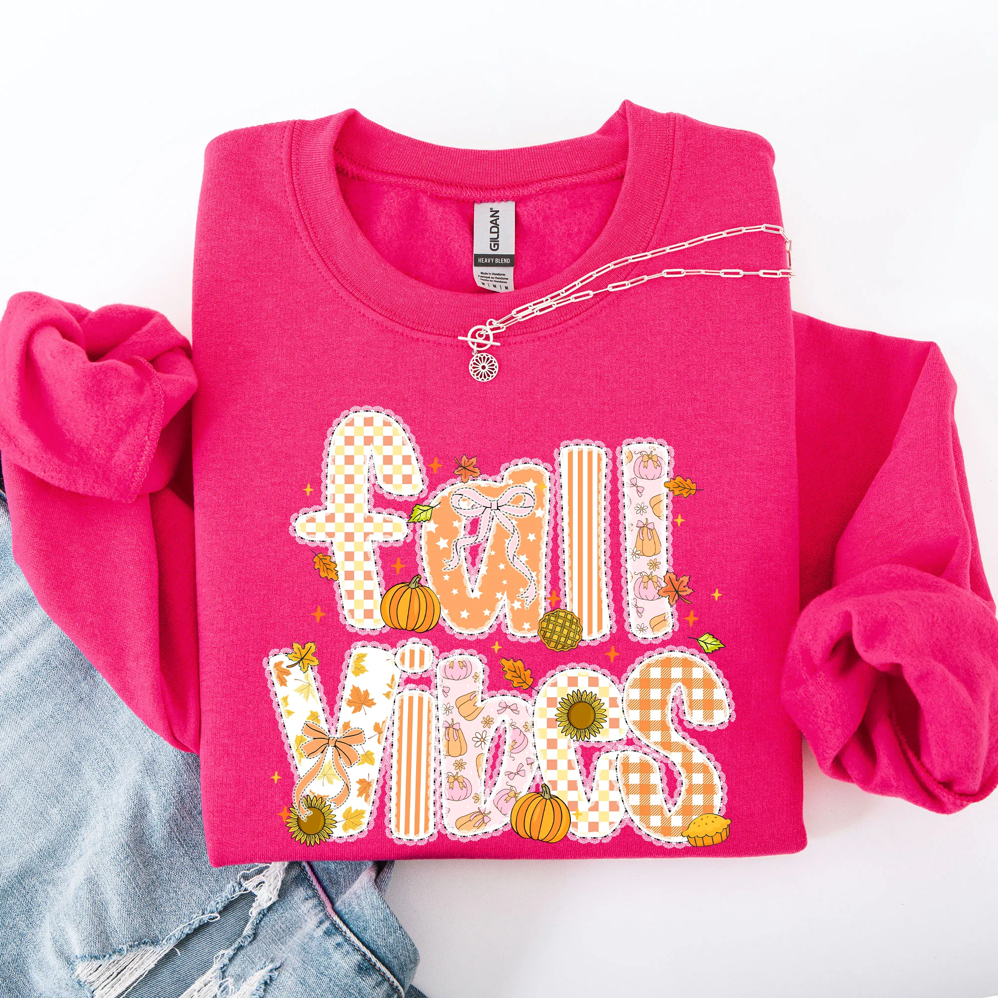 Fall Vibes Halloween Pumpkin Autumn Floral Pattern Sunflower Motifs Cozy Seasonal Collection Sweatshirt sold by Refinery Number One product image thumbnail 4