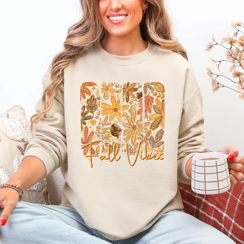 Fall Vibes, Colorful Autumn Flowers Sweatshirt sold by Refinery Number One