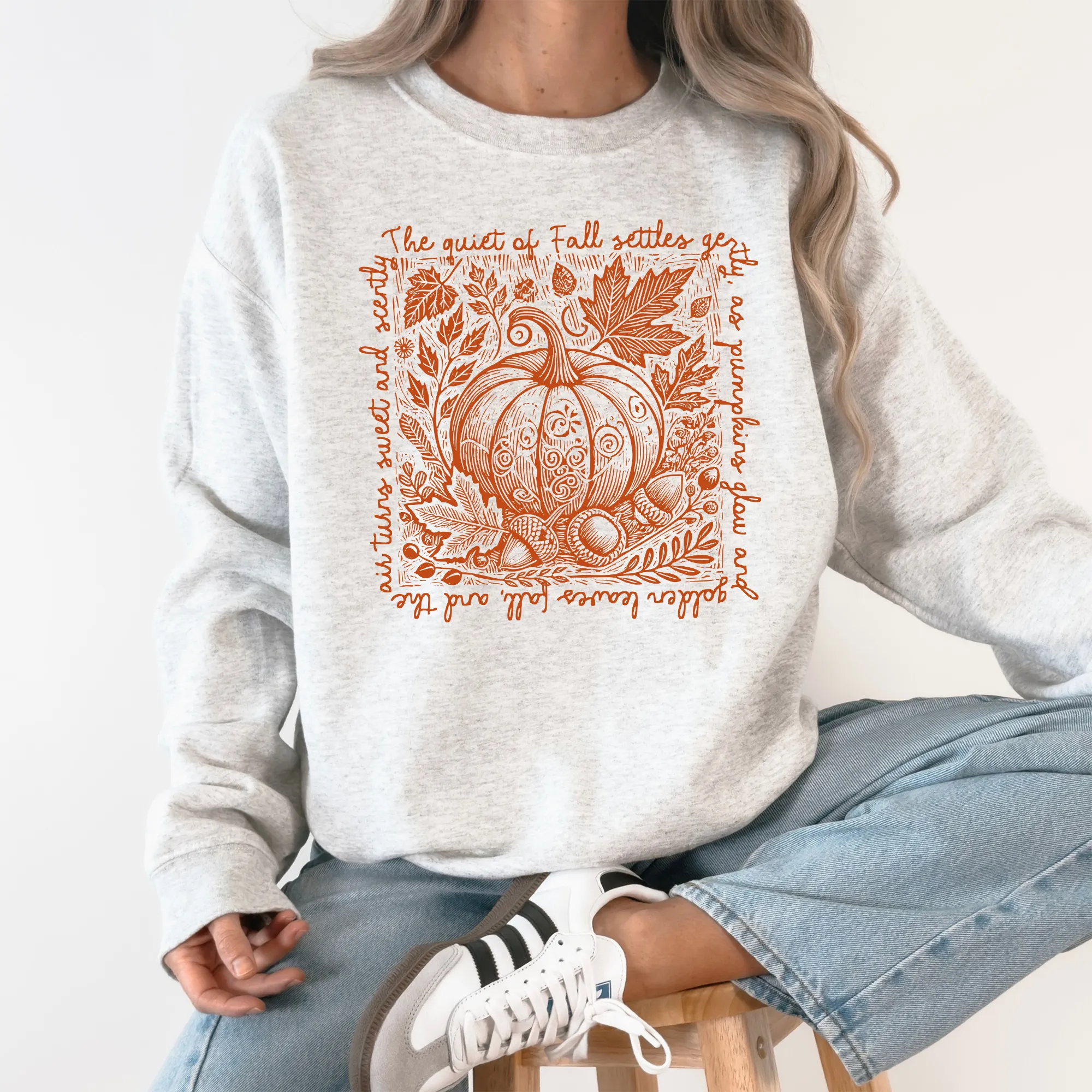 Fall Quote Pumpkin Autumn Minimalist Pretty Cozy Warm Harvest Themed Autumnal Saying Sweatshirt sold by Refinery Number One product image thumbnail 3