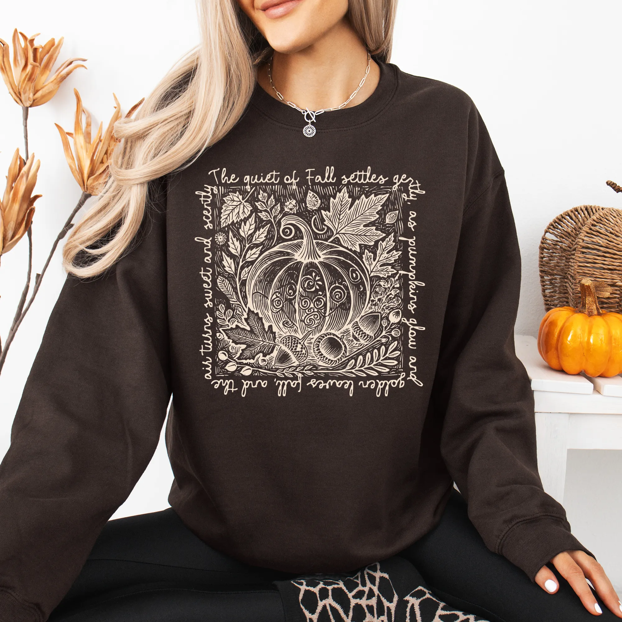 Fall Quote Pumpkin Autumn Minimalist Pretty Cozy Warm Harvest Themed Autumnal Saying Sweatshirt sold by Refinery Number One product image thumbnail 2