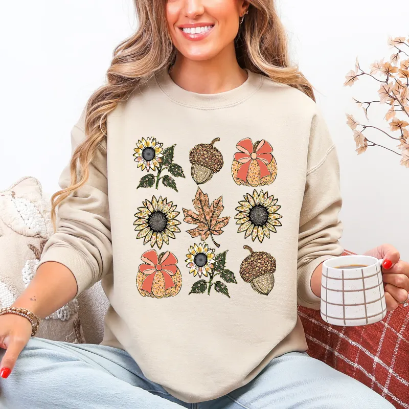 Autumn Floral, Sunflowers, Pumpkin, Fall Sweatshirt sold by Refinery Number One