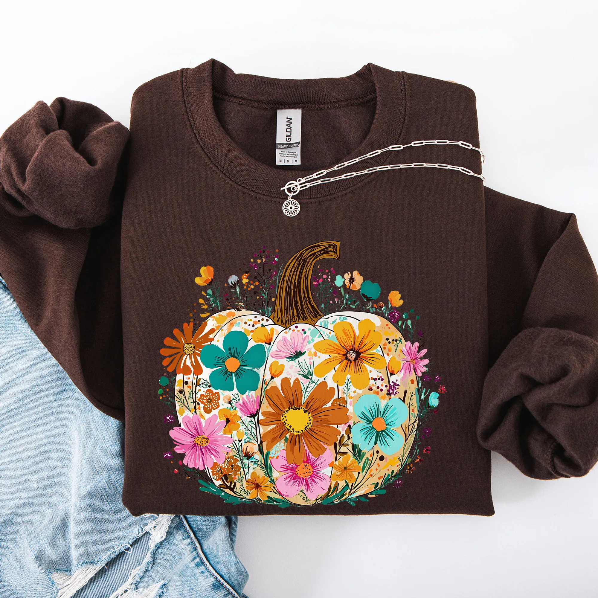 Pumpkin Floral, Halloween, Fall, Autumn Sweatshirt sold by Refinery Number One product image thumbnail 5