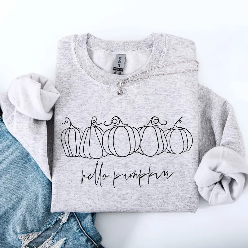 Hello Pumpkin, Minimalist Thanksgiving, Autumn, Fall Sweatshirt sold by Refinery Number One