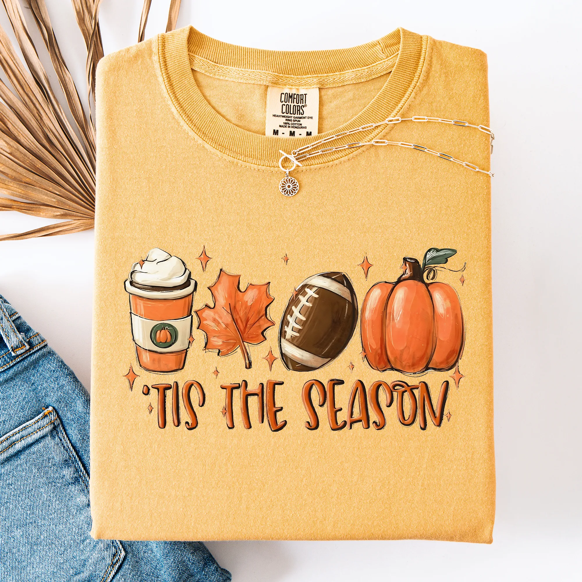 Tis The Season, Football, Game Day, Pumpkin, Coffee, Autumn, Fall, Comfort Colors T-Shirt sold by Refinery Number One