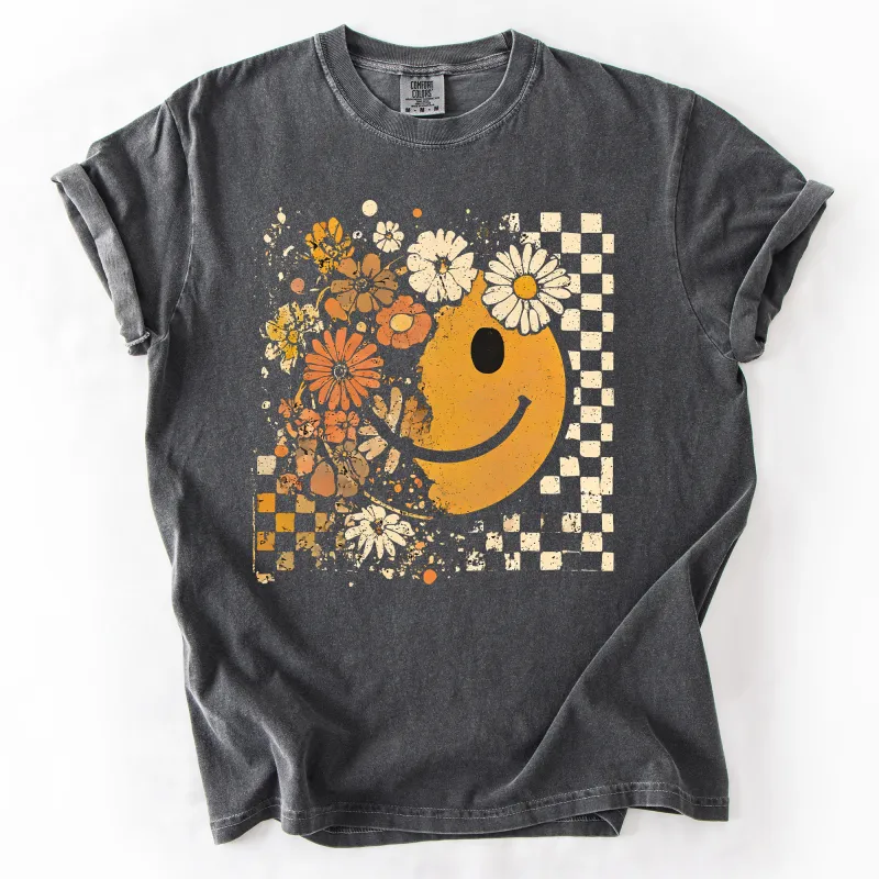 Retro Smiley, Halloween, Autumn, Fall, Flowers, Comfort Colors T-Shirt sold by Refinery Number One