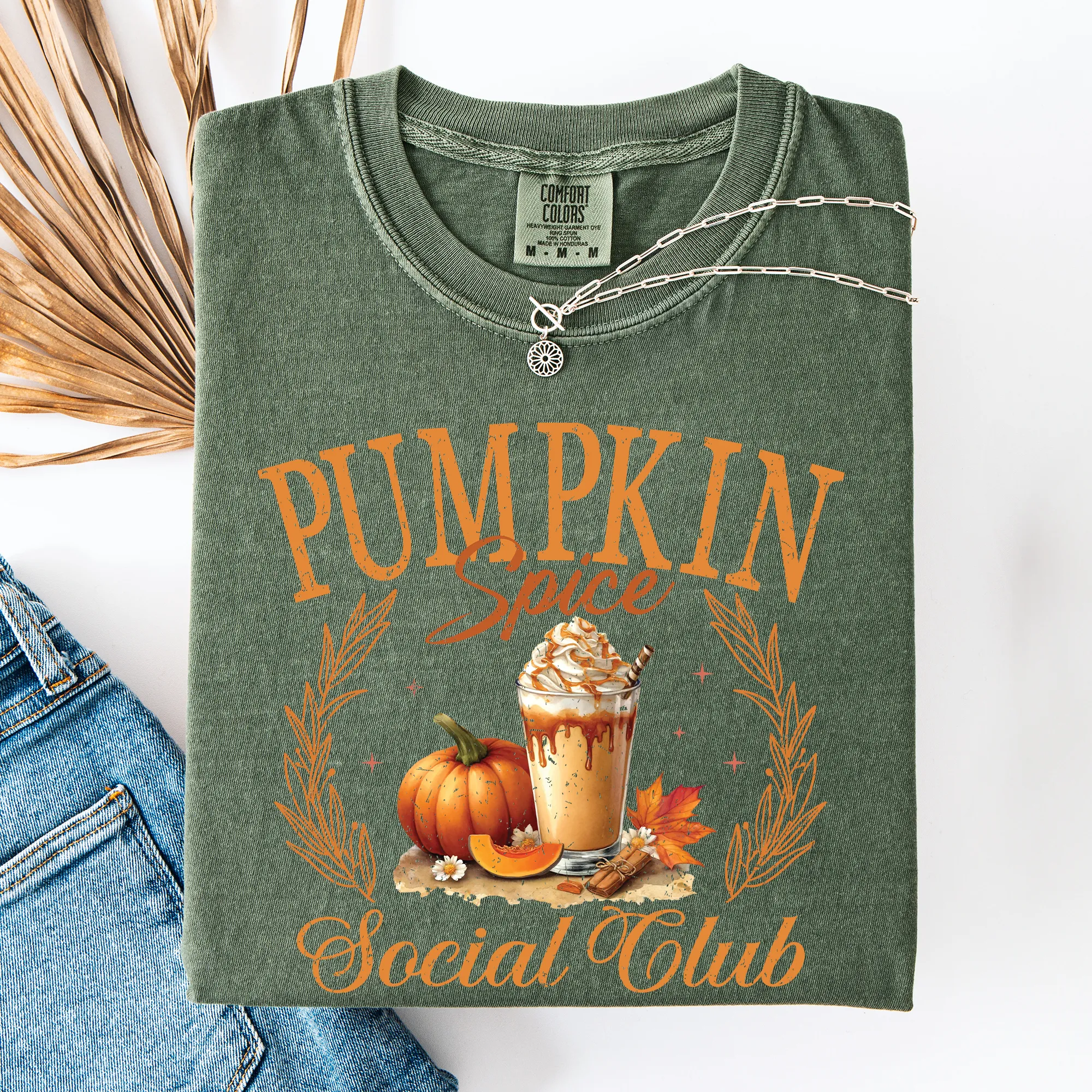 Pumpkin Spice Social Club Autumn Night Watercolor Illustration Edition Comfort Colors Tee sold by Refinery Number One product image thumbnail 3